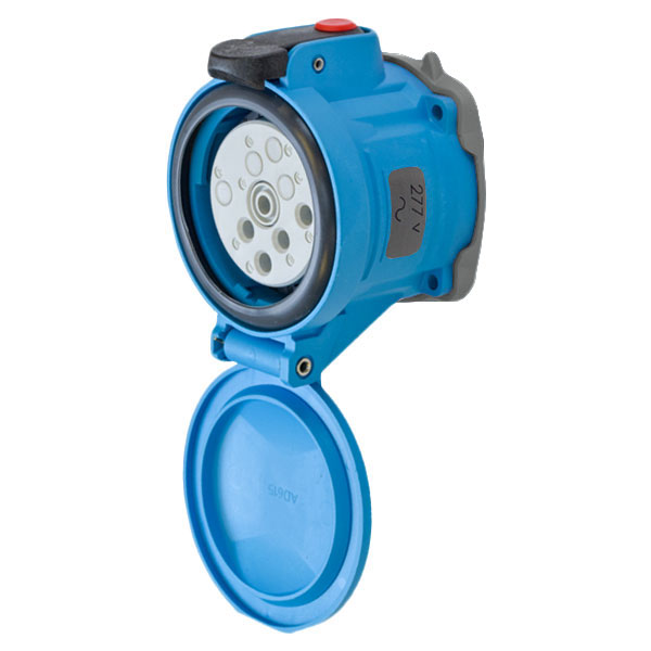 63-64045-972 - DSN60 RECEPTACLE POLY BLUE SIZE 3 TYPE 4X IP 69 1P+N+G 60A 277 VAC 60 Hz +2 AUX